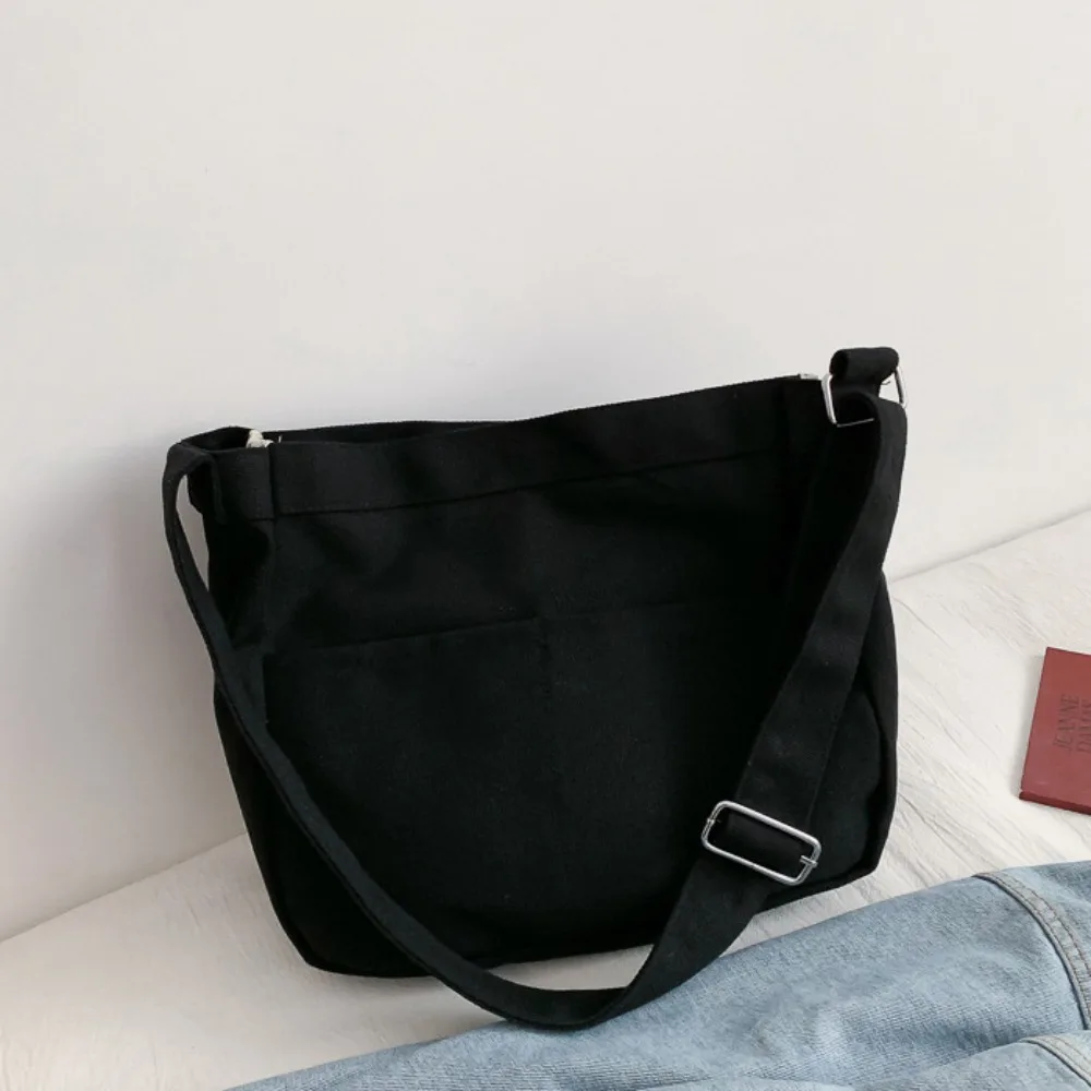 

Solid Color Canvas Tote Bag Multifunctional Commuting Women Handbag Casual Large Capacity Student Shoulder Bags Shopping