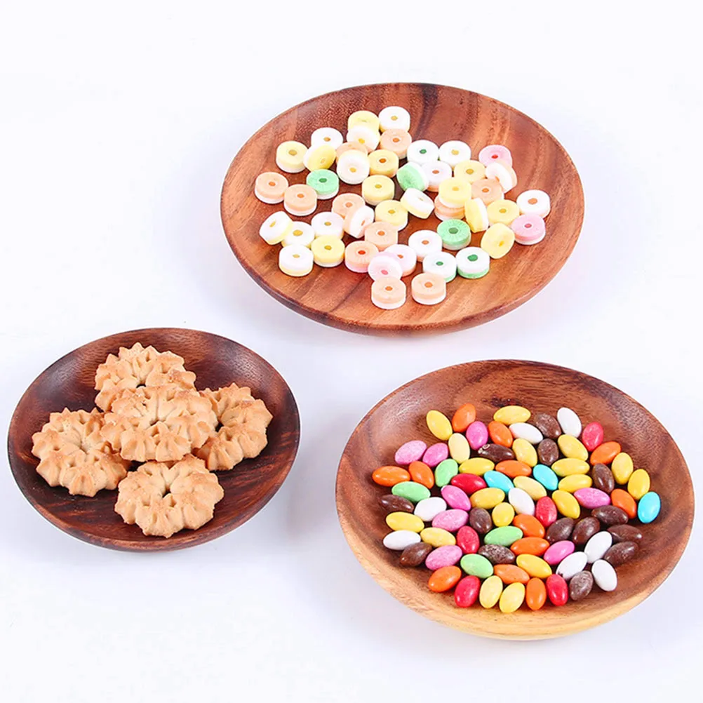 

2pcs Acacia Fruit Tray Natural Snack Serving Plate Storage Refreshment Tray Holder For Home Coffee Shop Use (Color)
