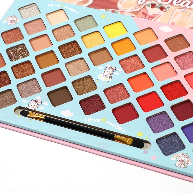 Paleta Beauty Matte Eyeshadow com Pincel de Espelho, Glitter, Sombra, Blush, Pigmento, Maquiagem Profissional, 48 Cores