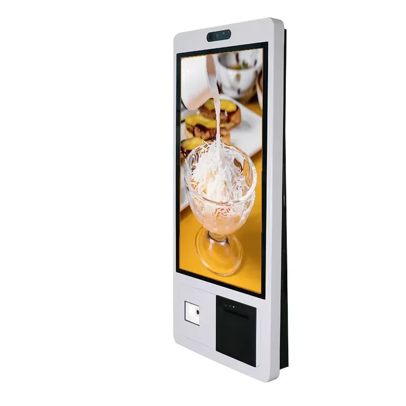 self service ordering system fast food franchise feedback security floor standing tablet pc kiosk with magnetic graphic