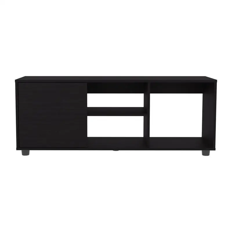 51" Wide TV Stand with 1 Door Cabinet, 4 Open Shelves, Cable Management for Living Room and TV Room - Black