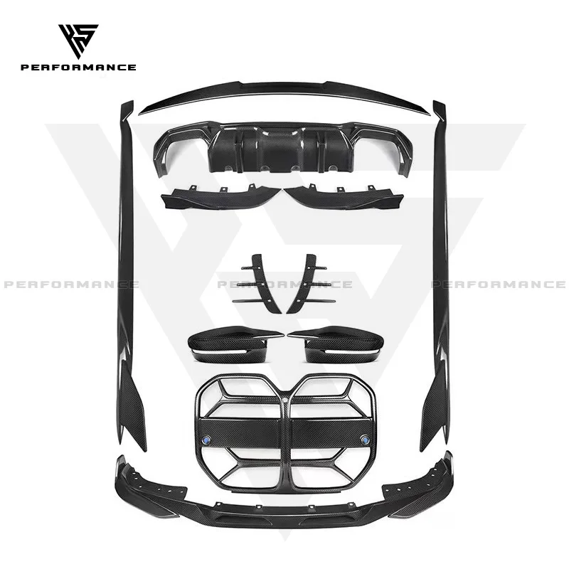 SQ Style Dry Carbon Fiber Car Parts Body Kit Lip Grille Spoiler Skirt For BMW 4 Series G22 G23 Coupe 2021+ Carbon Kit
