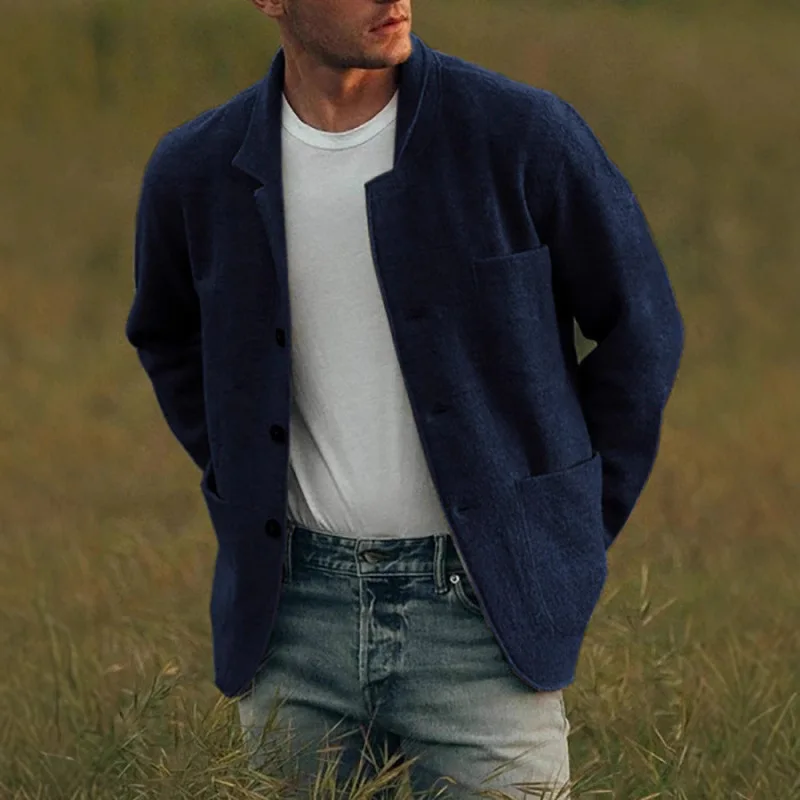 Мужское модное однотонное пальто-южет, шерстяное пальто, молодежное зимнее пальто, длинное пальто с воротником-стойкой Sve