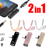 2 In 1 Type-C To 3.5mm Jack Converter Earphone Audio Adapter Cable for Huawei Xiaomi Type C USB To 3.5 MM Headphone Aux Cable