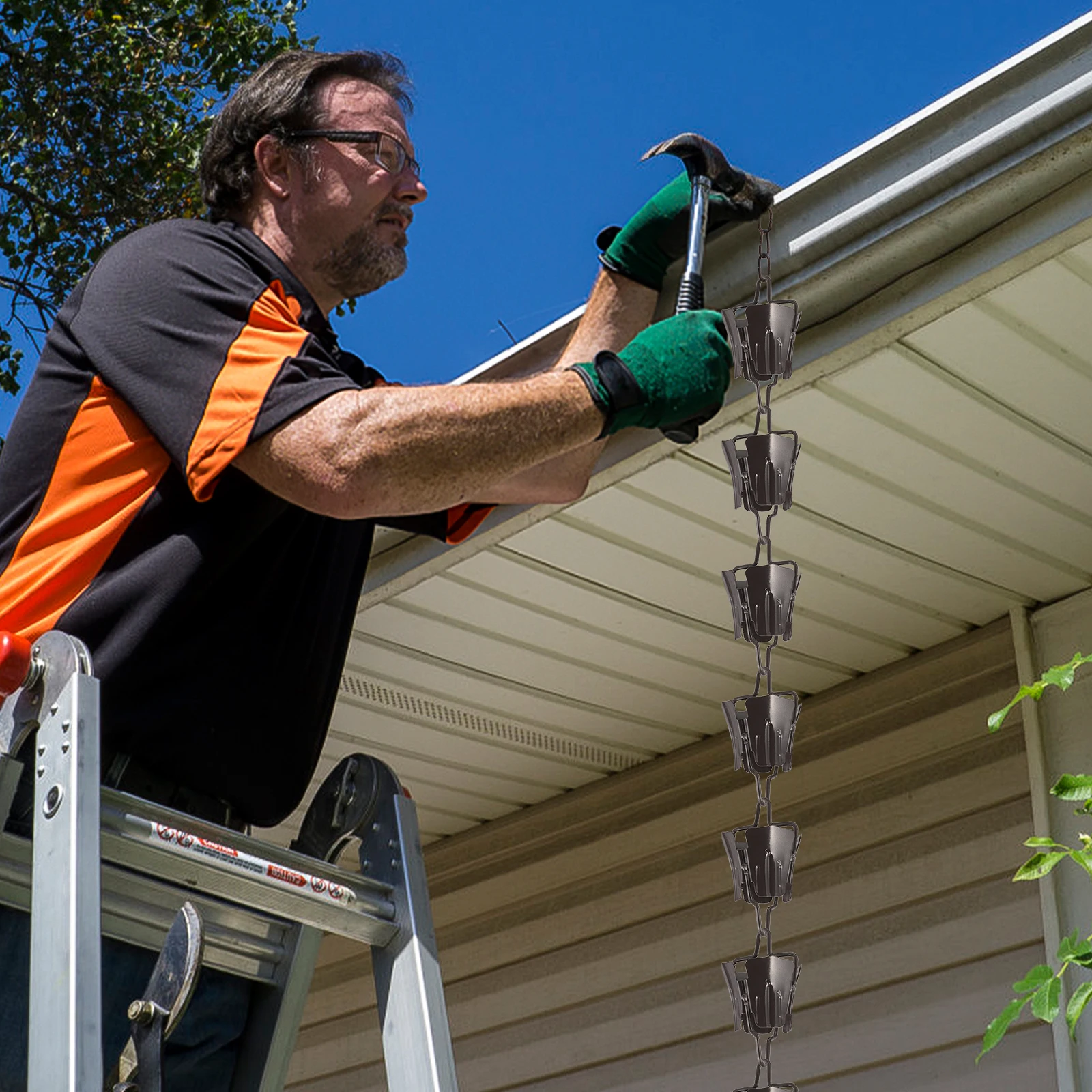 

Metal Rain Chain Iron Durable Decorative for Outdoor Garden Gutters Home Downspouts Replacement Chains