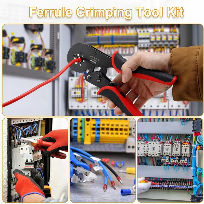 Ferrule Crimping Tool Kit, Wire Crimping Plier Set With 1200 Terminal Crimp Connectors, 0.08-16Mm², Self-Adjustable