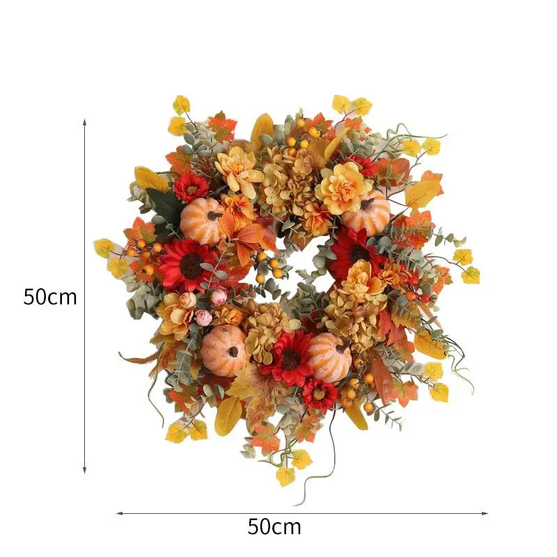 Decorative Wreath, Halloween Simulation Door Hanging Decoration Flower Wreath Autumn Wreath for Front Door