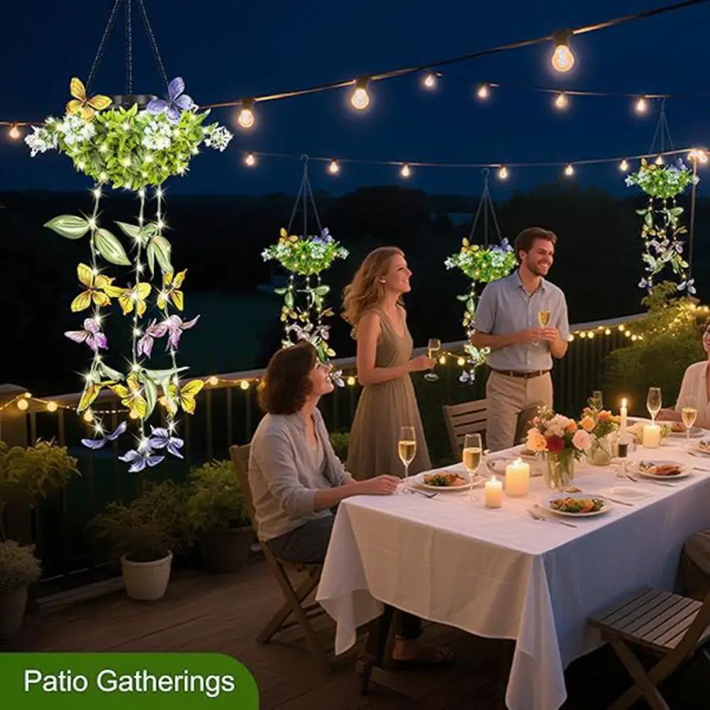 Waterproof Solar Garden Lamps Solar Butterfly String Lights Waterproof Outdoor Hanging Lanterns Dusk-to-dawn for Patio