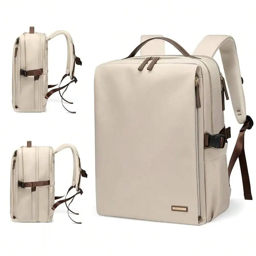 

Stylish Laptop Backpack Airline Approved For Work College Travel Multi Functional Casual Daypack Fits 17.3 Inch Notebook Beige