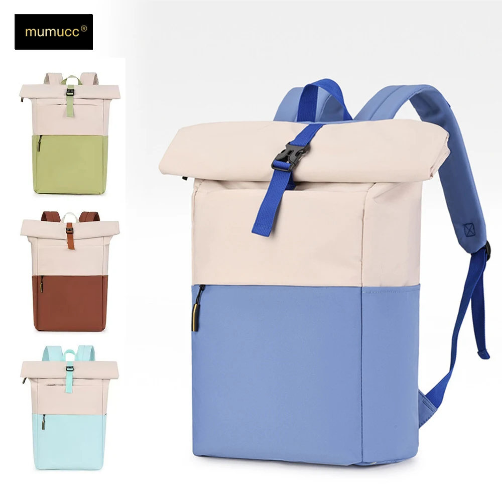 Roll Top Casual Backpack, Large Capacity Business Laptop Bag, Commute Work Backpack for Office & College Students
