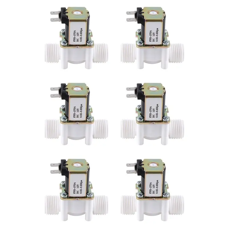 

Электромагнитный клапан AA77 6X DC12V N/C (нормально закрытый) для воды, пластиковый, с резьбой G1/2 дюйма, для диспенсеров воды