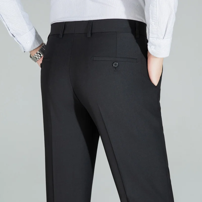 2026 Autumn New Men's High Waisted Suit Pants Classic Business Casual Korean Style Straight Leg Loose Wrinkle Resistant Pants