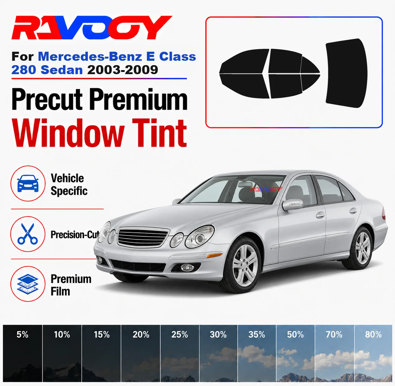 premium-precut-window-tint-kit-front-rear-windows-for-mercedes-benz-e-class-280-sedan-2003-2009-complete-set-nano-ceramic-film