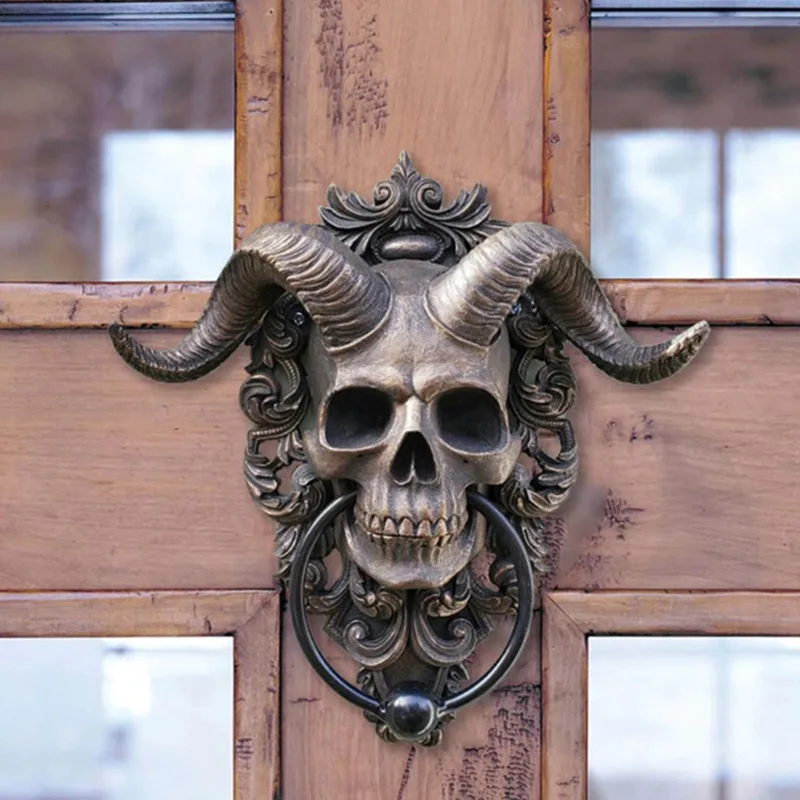 Steampunk Ram Head Wall Decor Industrial Resin Wall Sculpture Man Cave Art Creative home courtyard doorbell  decoration