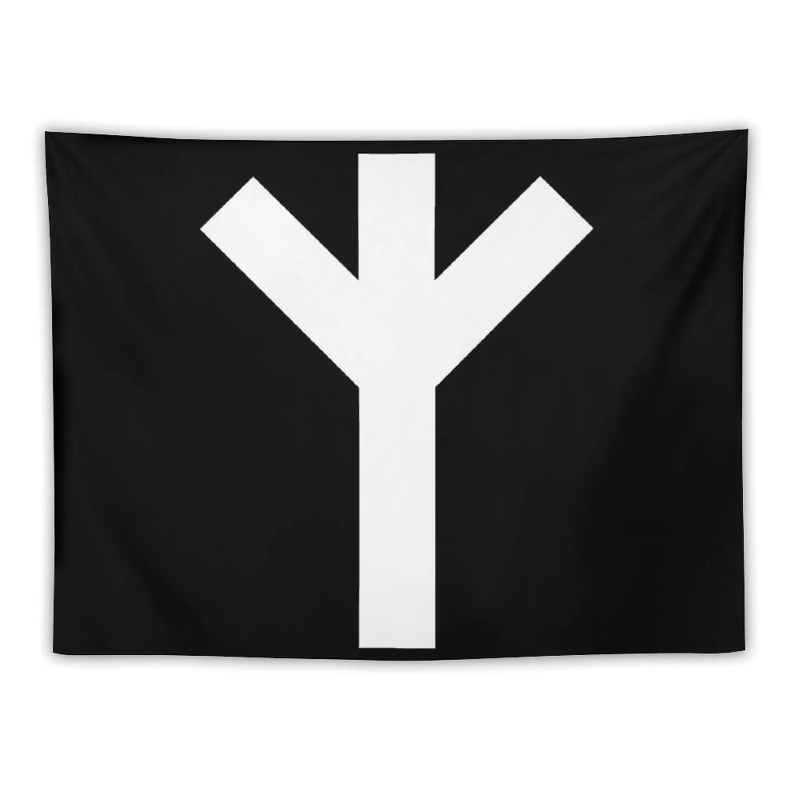 

ALGIZ RUNE WHITE Tapestry Art Mural Wall Hanging Home Decorations Aesthetic Room Aesthetic Tapestry
