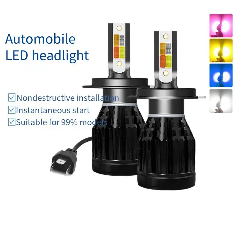 

3000K 6000K Розовый Синий 4 Цвета HB2 9003 H4 Светодиодные Лампы Для Фар Hi Lo Beam 12 В 22 Вт 6000 Лм Модернизация Автомобильного Свет