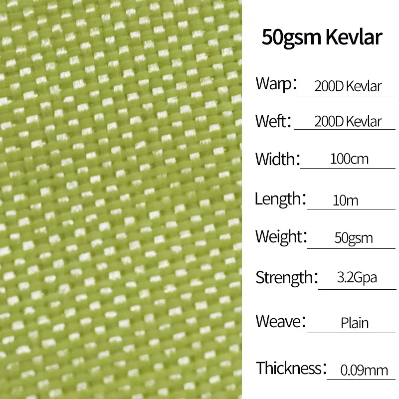 Kevlar Aramid Fabric Bullet-proof cloth Plain UD Weave Unidirectional Weave 0.5m/1mx10m 50g/200D 135g 200g/1100D 280g/1500D