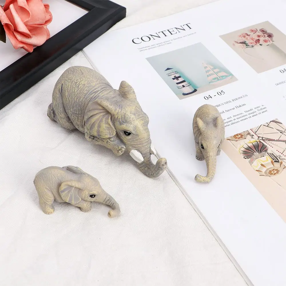 

Set of 3 Mother's Day Ornaments Table Decoration Hand-Painted Gift Elephant Figurines Collections Elephant Statue Shelf Decor