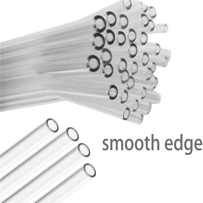 BHBD-36PCS Reusable Clear Glass Straws Shatter Resistant Glass Drinking Straw 18 Straight & 18 Bent With 12 Cleaning Brushes