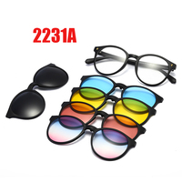 6 In 1 Spectacle Frame Men Women With 5 PCS Clip On Polarized Sunglasses Magnetic Glasses Male Computer Optical 2231