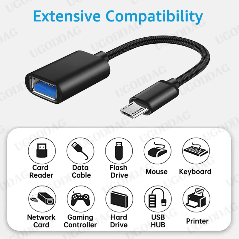 Adaptador Micro USB OTG, Cable macho a hembra 2,0 para Samsung, Huawei, Xiaomi, teléfono Android, unidad Flash