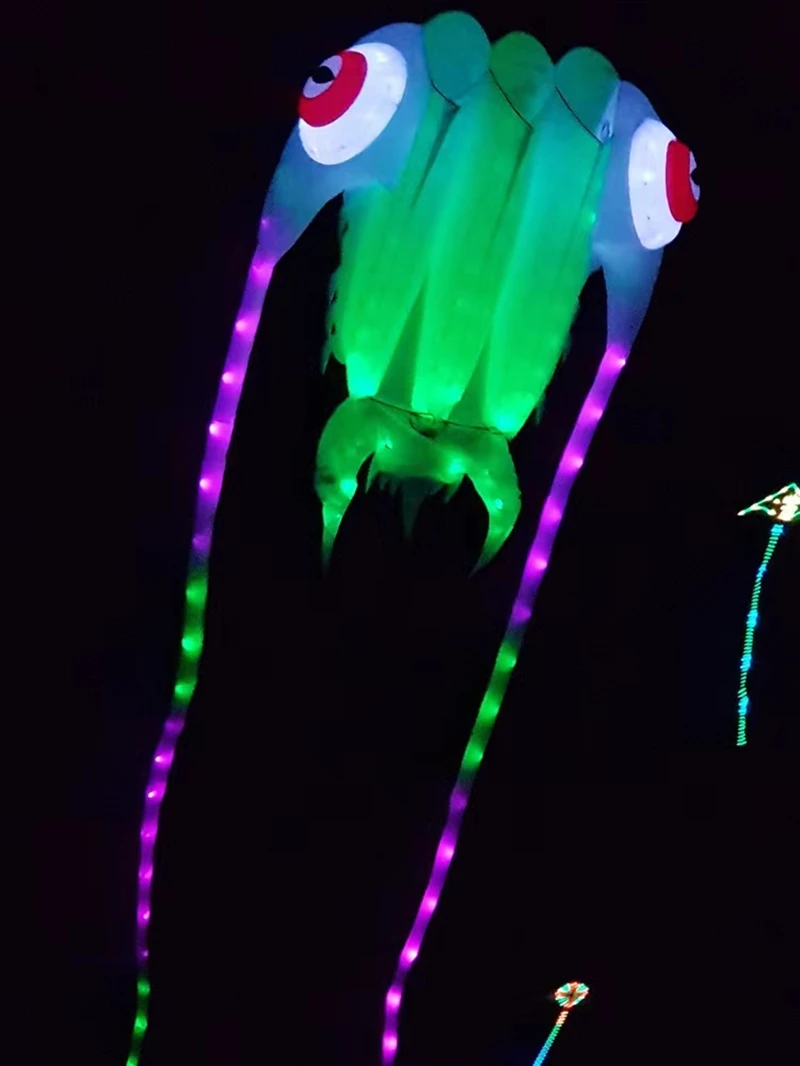 大型LED三葉虫凧 大人用凧揚げ 布製ゲーム 防水リップストップナイロン生地 大人用凧 飛行玩具 パイプ