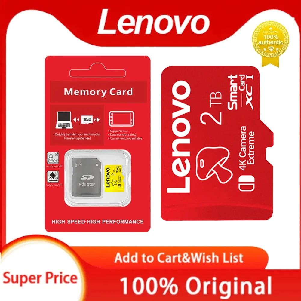 Kartu SD mikro TF Lenovo asli baru kartu memori 2TB 1TB A2 kecepatan tinggi kartu Sd U3 128GB untuk Nintendo Switch Ps4 Ps5 Game Laptop