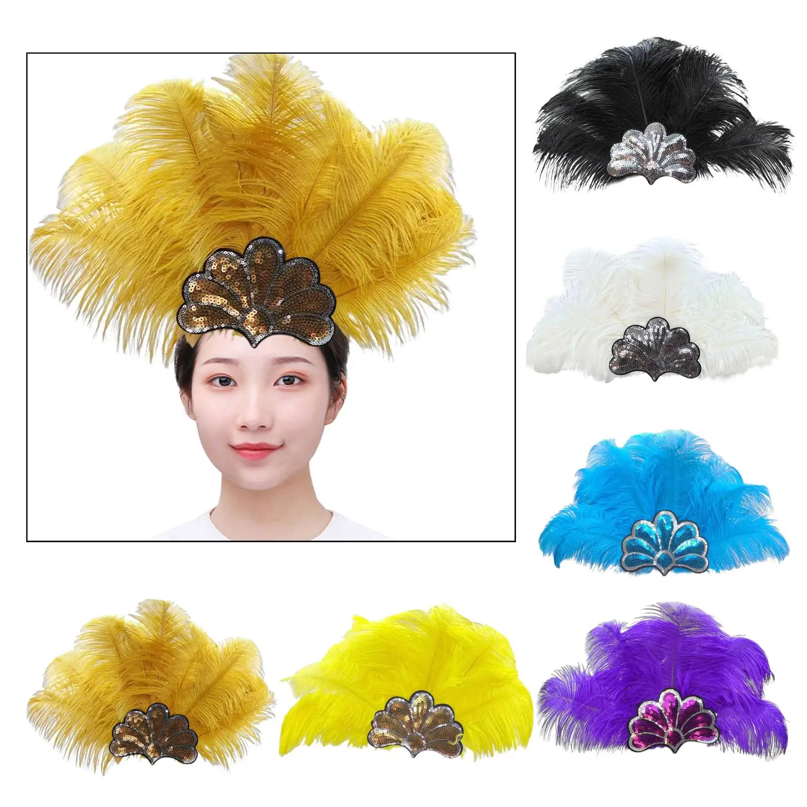 

Элегантный головной убор с перьями для женского костюма и праздничного наряда