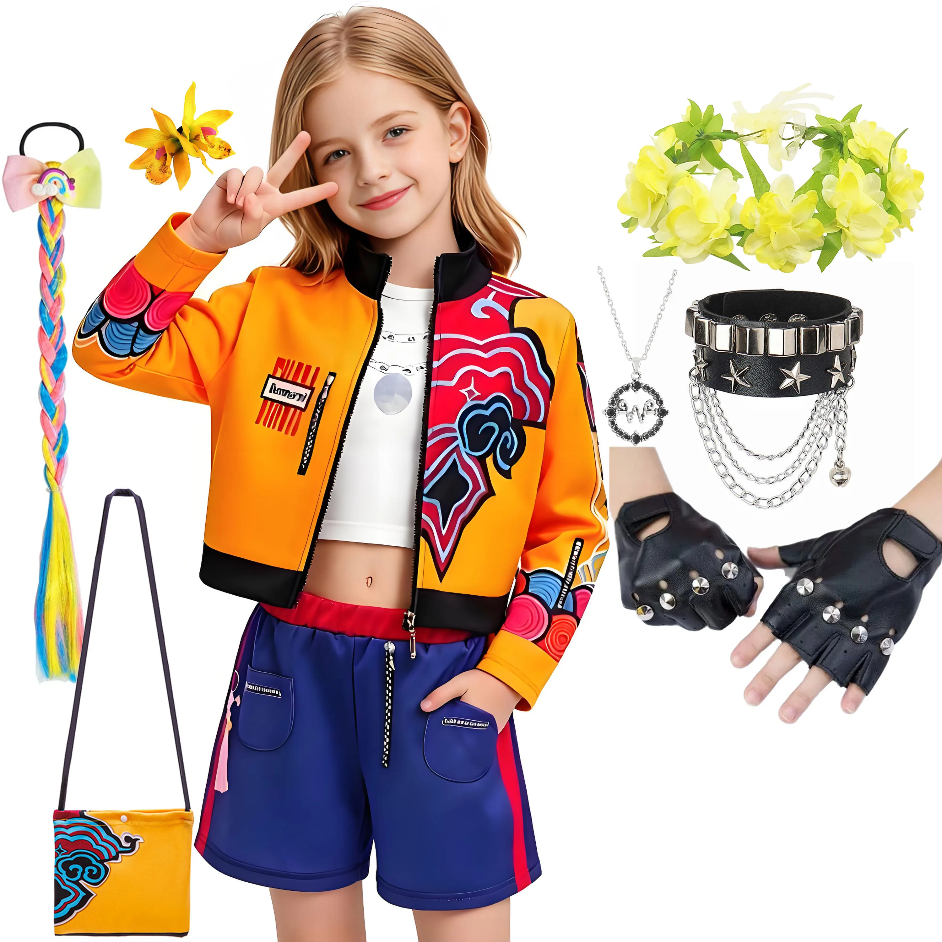 2026 Halloween Girls Cosplay Fashion Popular Cute Carnival Party Performance 3 Piece Suit + Accessories Birthday Party Dress Set
