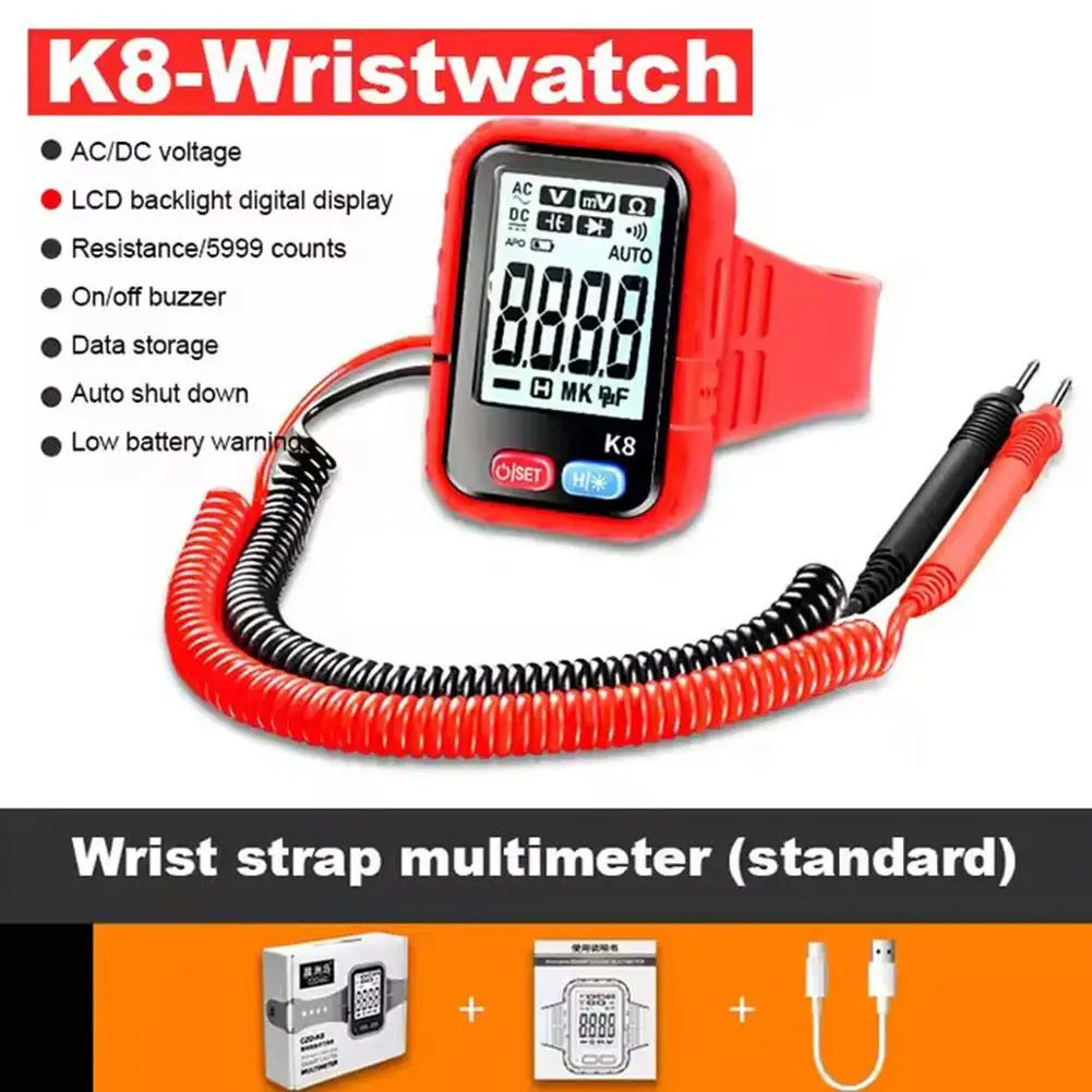 Mini Digital Watch Multimeter, High Precision Resistance & Continuity Tester, Rechargeable, Solves Bulky Tool Carrying/Inaccurat