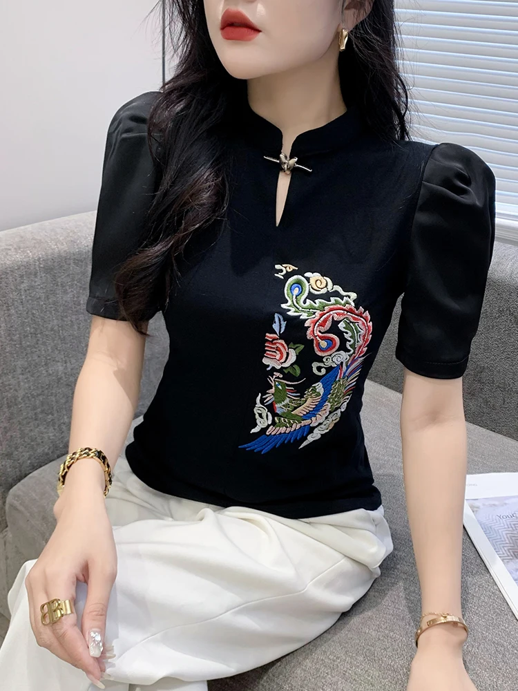 Camiseta Bubble Sve Feminina com Design de Verão, Gola Alta, Top Versátil, Camiseta Pequena