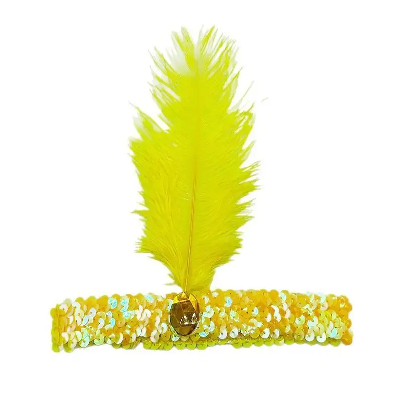 1 Stück bunter Kopfschmuck mit Federn und Pailletten, ästhetisches Flapper-Stirnband für 1920er-Jahre-Party, Kostümzubehör, Verkleidung – Detail 8