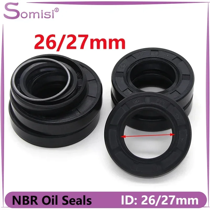 2/5pcs ID 26/27mm NBR Oil Seal TC-26/27*34/35/37/38/47/48/52/55*6/7/8/10mm Nitrile Rubber Shaft Double Lip Oil Seals Gasket