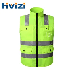 High Visibility Security Reflective Vest Pockets Design Reflective Vest Outdoor Traffic Safety Cycling Wear