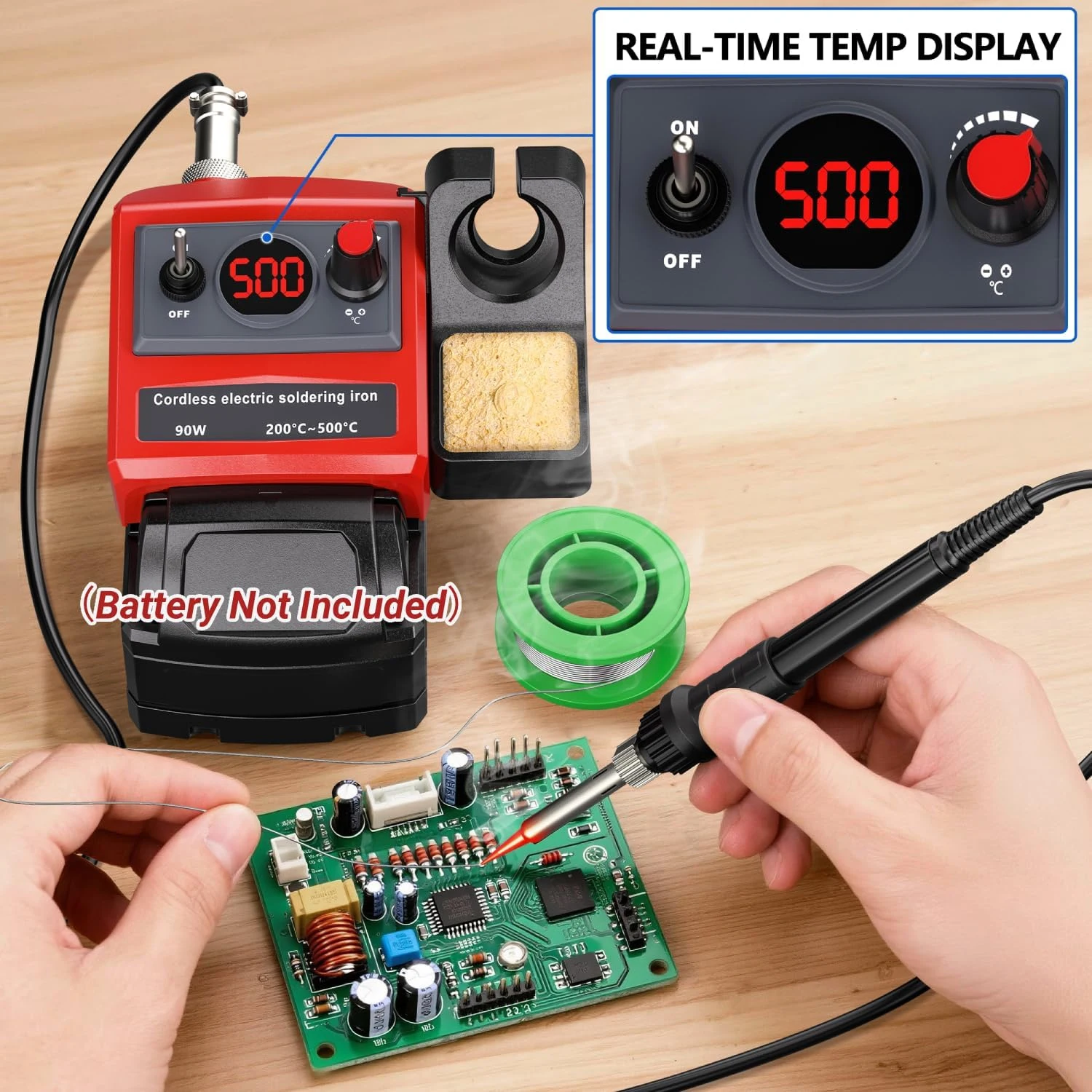 NEUER Kabelloser Lötkolben für Milwaukee 18V Akku, 90W Lötstation-Set mit 5 Spitzen, DIY-Lötset. (Nur Werkzeug) – Detail 4