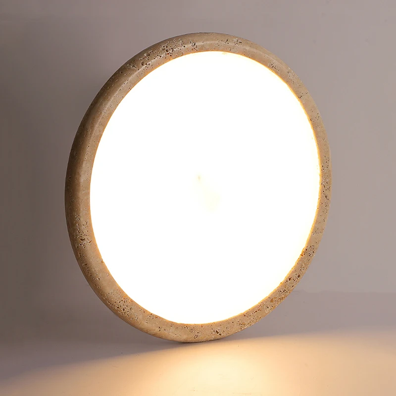 Scandinavian Style Ceiling Light Fixture Yellow Wabi Sabi Limestone Corridor Living Room Dining Room 15W Led Lamp