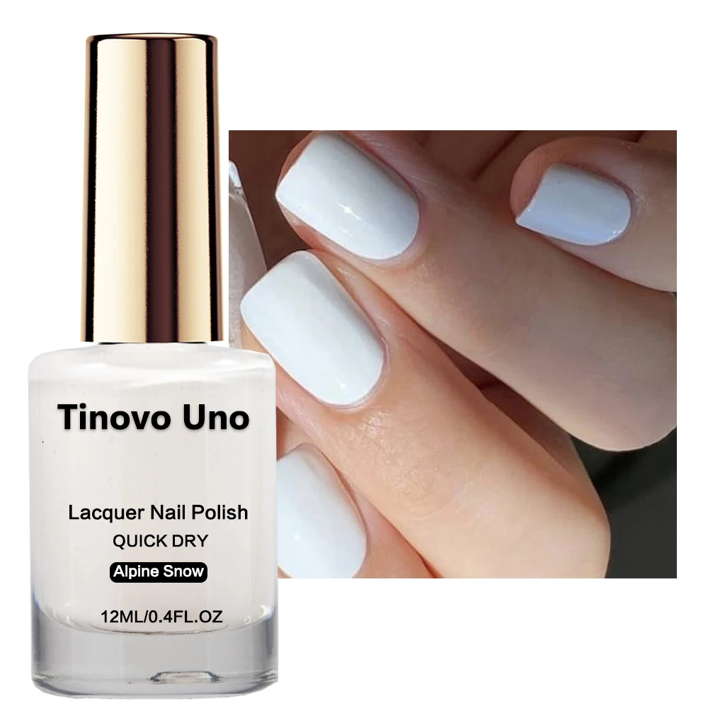 Tinovo Uno White Nail Polish Natural Dry Normal Nail Lacquer Strengthener Treatment Care 12ML Non-peeling Oil-based Nail Enamel