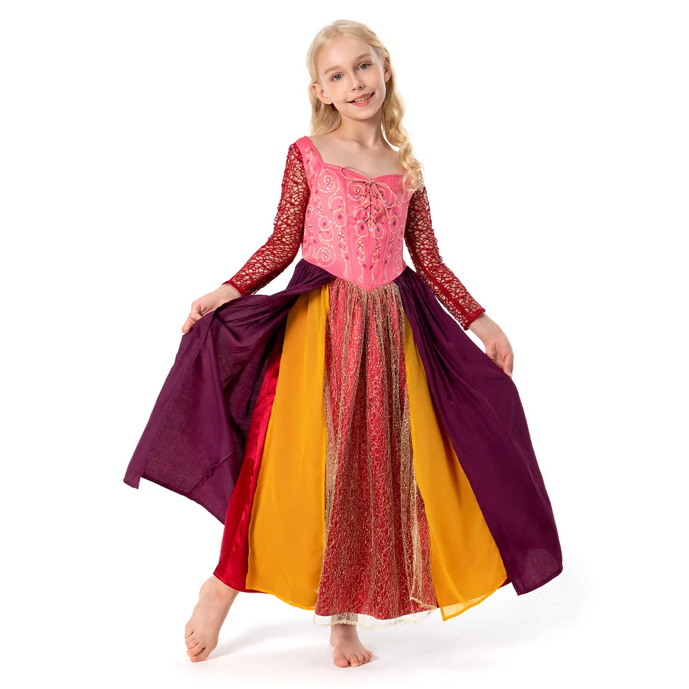 Kids Children Sarah/Mary/Winifred Sanderson Cosplay Costume Dress Outfits Halloween Carnival Suit