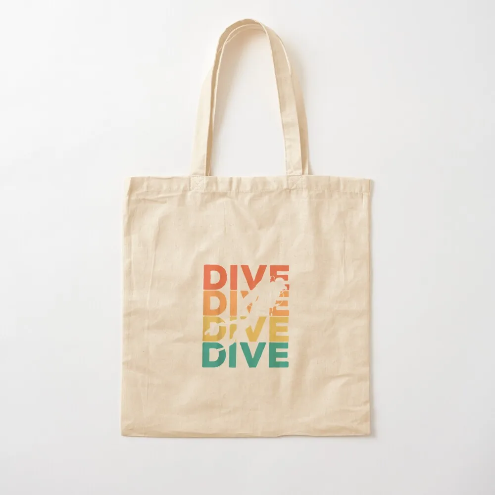 Retro Vintage Diving Gift For Scuba Divers Tote Bag Shopper handbag custom fabric bag Cloth bags reusable grocery bags