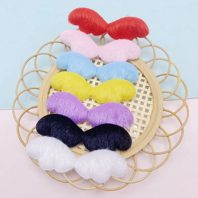 42Pcs 6x2CM Felt Angel Wing Padded Appliques For Children Hat Sewing DIY Headband Hair Clip Accessories Patches