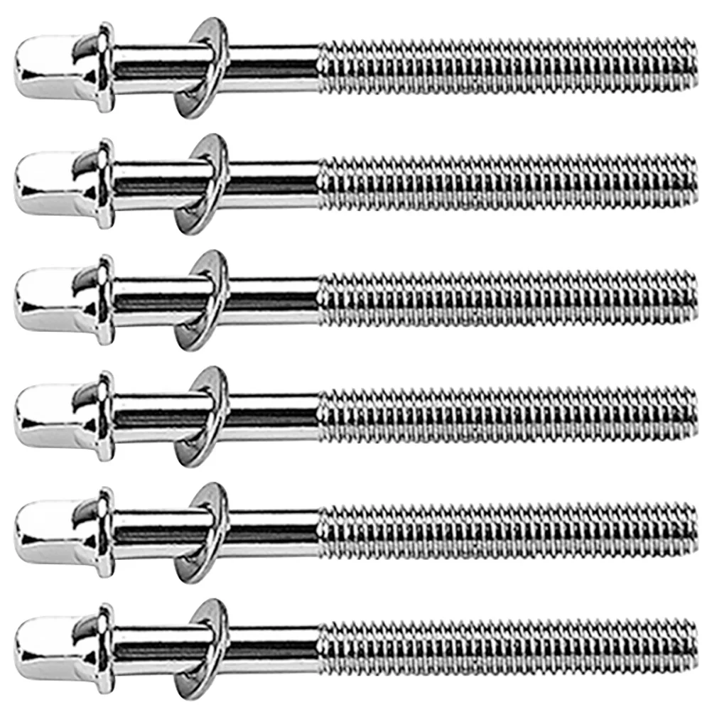 

6pcs Snare Replacement Parts Metal Wear Resistance Drum Tension Lug Screws Silver 50mm Length Suitable for Drummers Upgrade