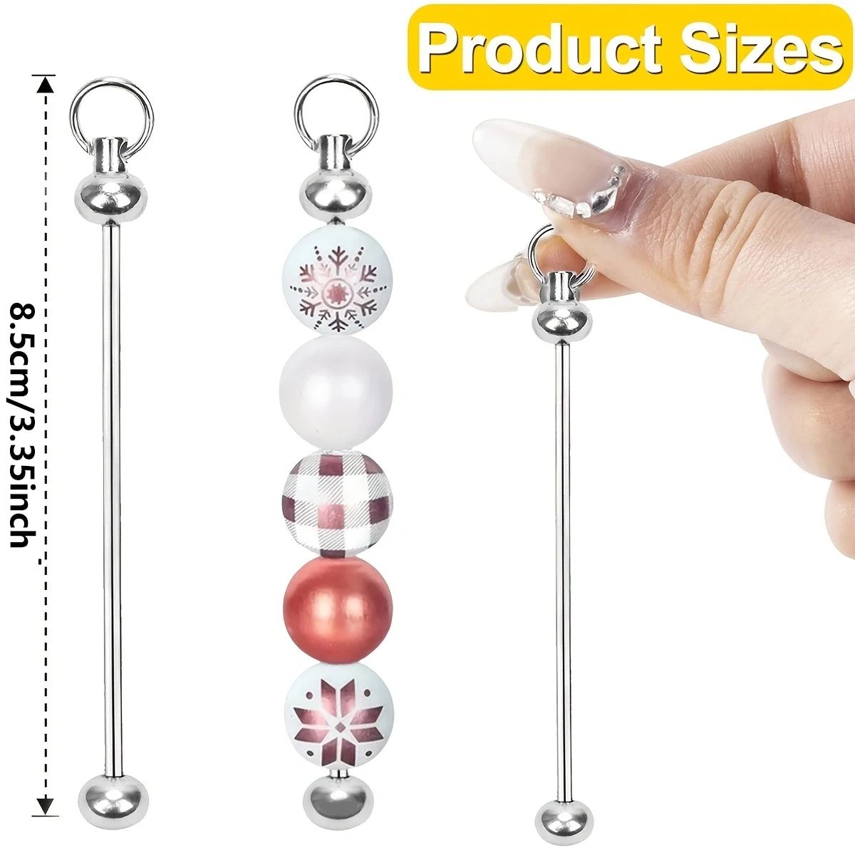 10/20/30 pcs Beadable Bars Metal Blanks For DIY Crafts Beaded Keychain Kit Bag Pendant Purse Keychains Backpack Ornament Gifts