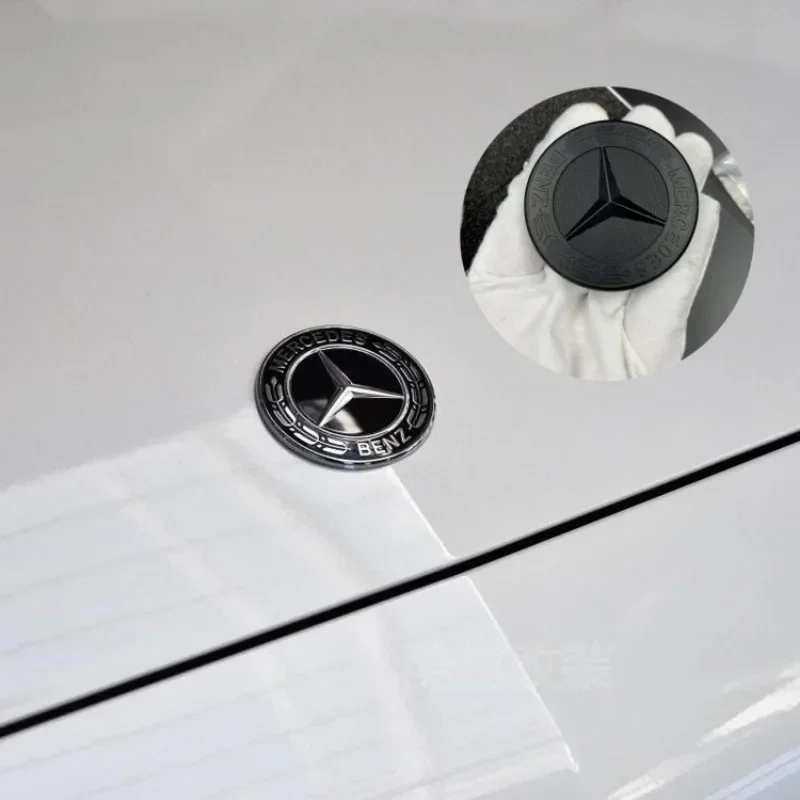 57mm Star Flat Hood Bonnet Logo Mercedes Benz AMG W204 W124 W201 W202 W212 W220 W205 Emblem Badge Stickers Automobile Accessorie view 5