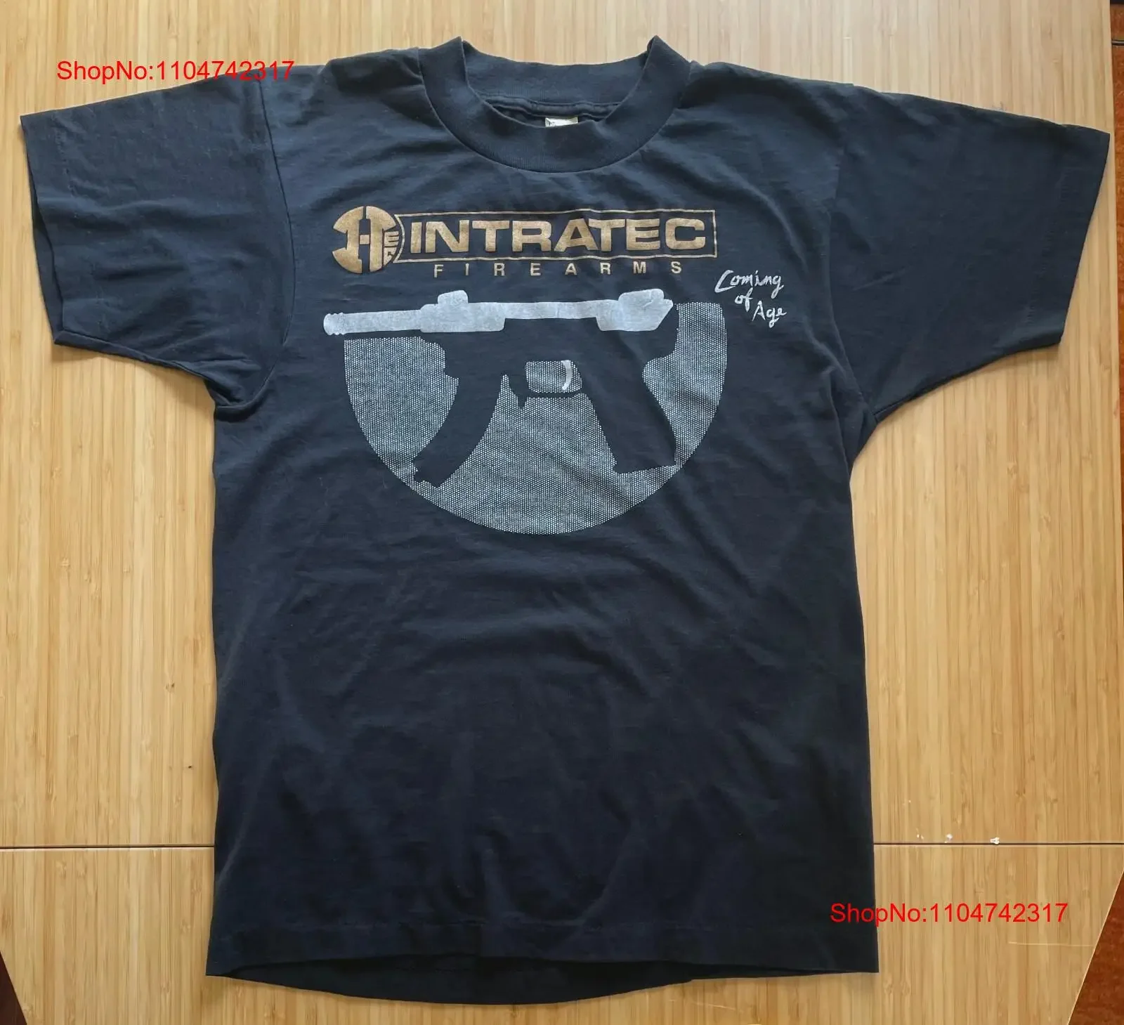 Vintage Tec 9 Intratec Firearms T Shirt Mens Medium Black Uzi Gun 80's vintage Washed Unisex streetwear fashion Comfortable