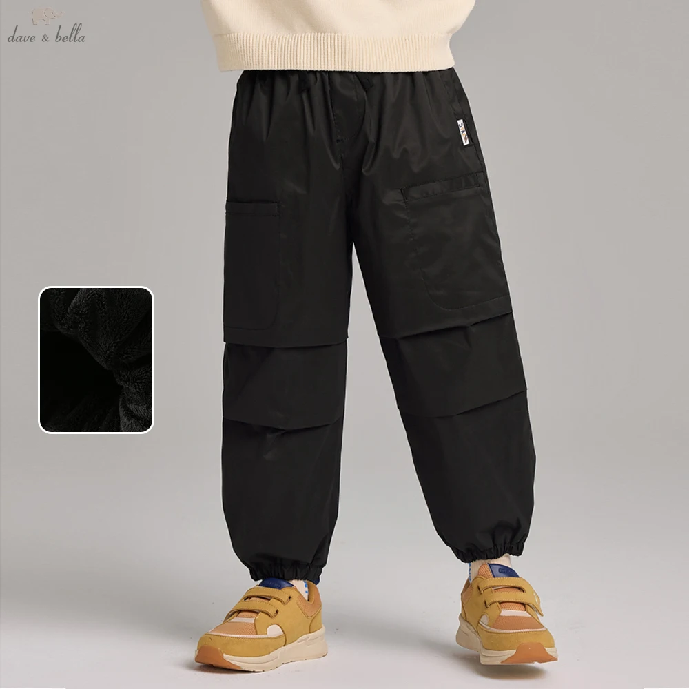 Dave Bella Children's Cargo Jean Pants Winter Autumn Velvet Thicken Boys Cowboy Straight Pants Casual Warm Trousers DK4254652