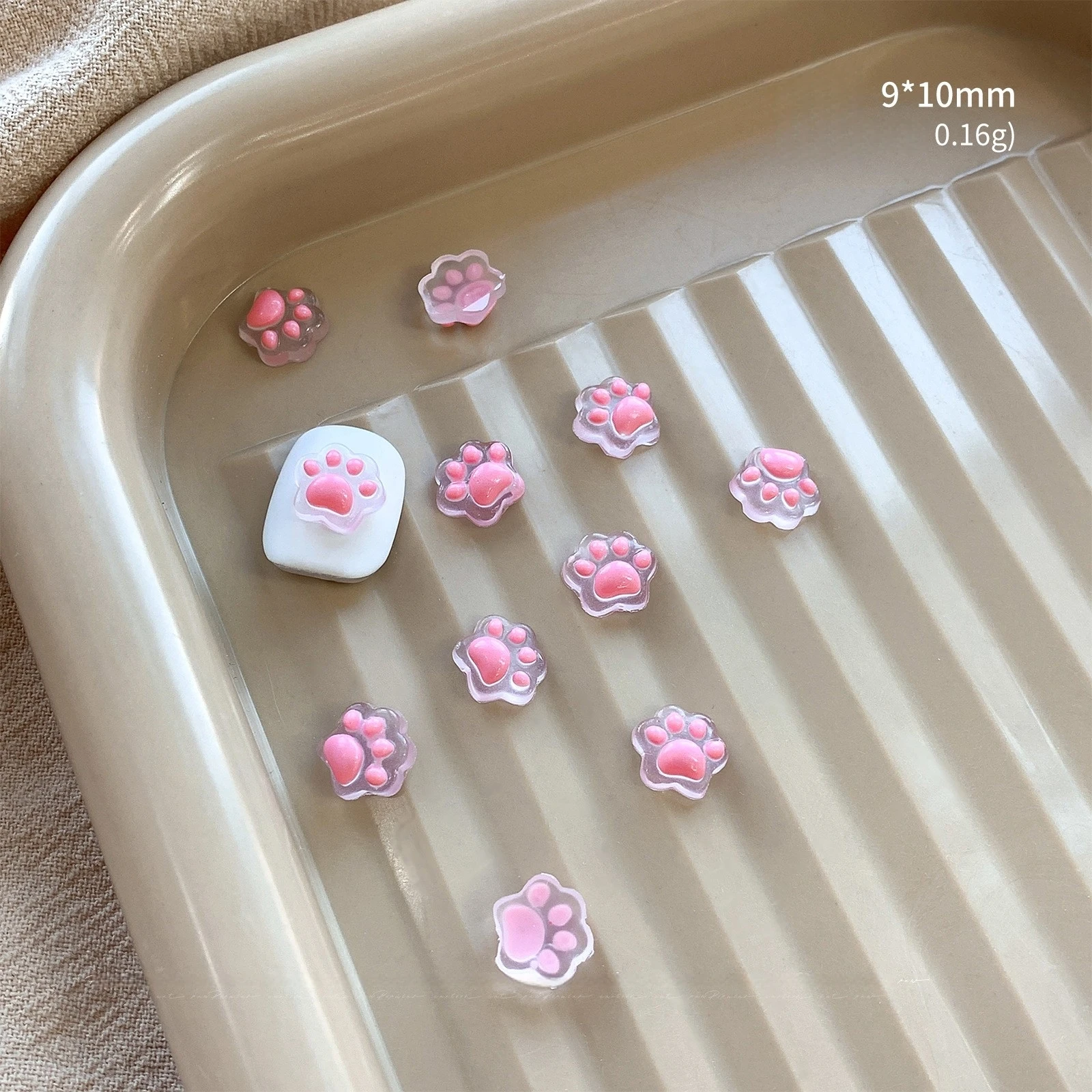 20 pçs bonito dos desenhos animados mini gato pata encantos acessórios da arte do prego 3d semi transparente fundo plano strass decoração do prego suprimentos