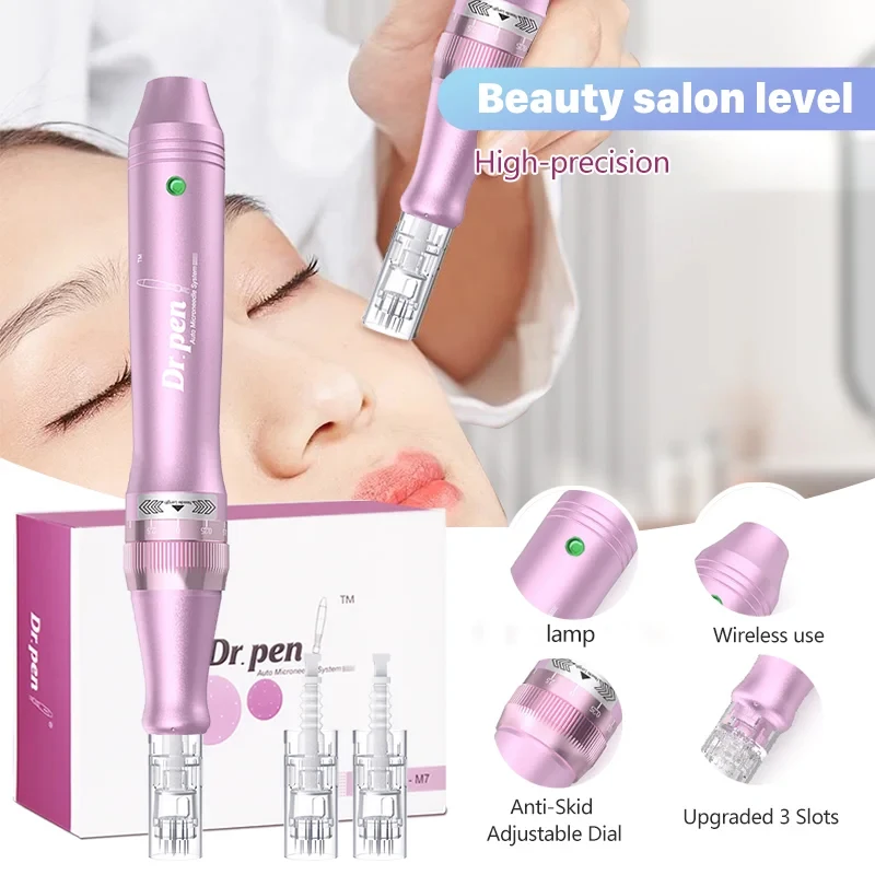 Dr.pen M7-W Micro Needle Pen with 12 Cartridges Nano Wireless Skin Care Kit Skin Pen 0.25mm Needle Pen Skin Rejuvenation Machine