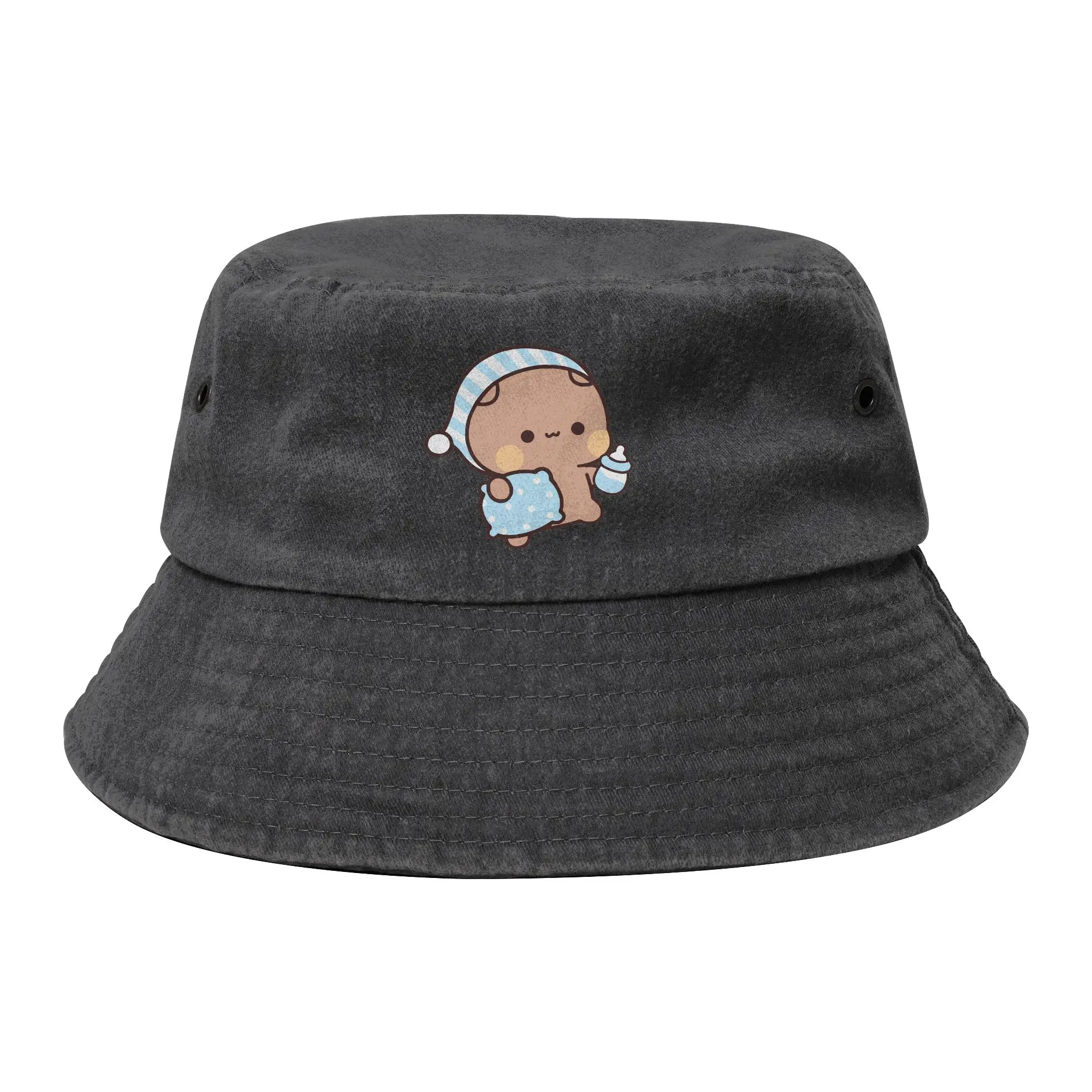 Bubu Dudu Sleep Bucket Hat Teen Outdoor Panda Bear Distressed Washed Fishing Hats Summer Panama Hat