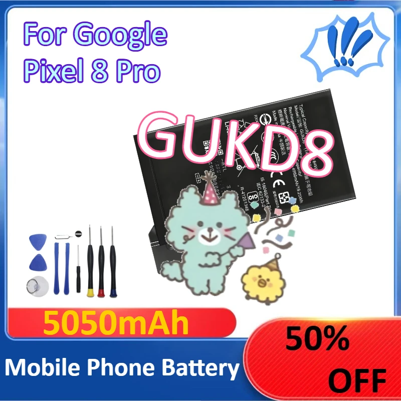 

New GUKD8 5050mAh Mobile Phone Battery for Google Pixel 8 Pro +Tools
