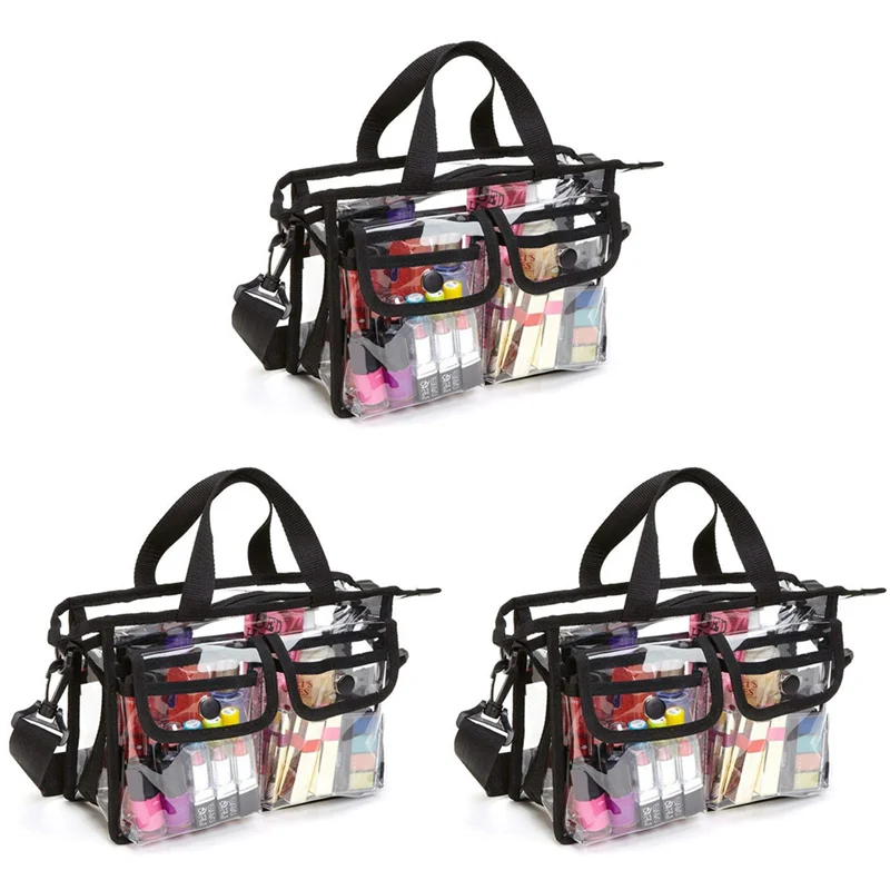 

3X Clear Cross-Body Shoulder Bag,Toiletry Organizer Wash Bag -NFL Stadium Approved Purse